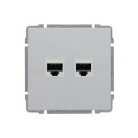 Gniazdo komputerowe podwójne 2xRJ45, bez ramki, kat. 5e, nieekranowane, białe, Kos 66 | 660467 Kos