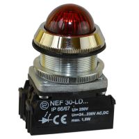 Lampka sygnalizacyjna NEF30LDS 24-230V, Fi-30mm, diodowa, klosz wypukły okrągły, czerwona | W0-LDU1-NEF30LDS C Promet