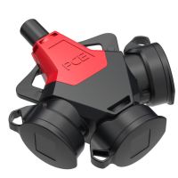 Rozgałęziacz 1-faz gumowy 10/16A 2P+Z potrójny z bolcem z zatyczką IP54, Taurus2 | 243711-srw PCE