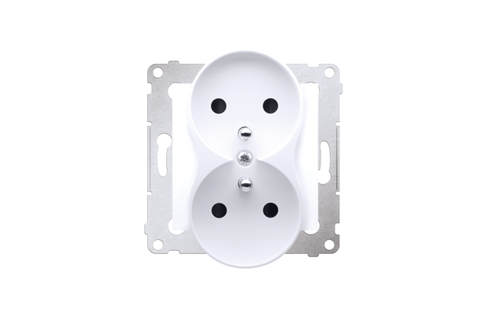 Gniazdo wtyczkowe podw&oacute;jne z/u z przesłoną, 16A, zaciski śrubowe, biały Simon 54 | DGZ2MZ.01/11 Kontakt Simon