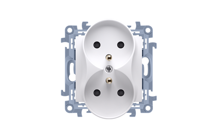 Gniazdo wtyczkowe podw&oacute;jne z/u (moduł) 16A, 250V, zaciski śrubowe, biały CGZ2M.01/11 Simon 10 | CGZ2M.01/11 Kontakt Simon