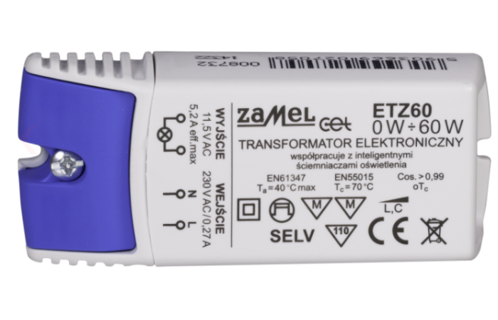 Transformator elektroniczny 230/11,5V 0-60W TYP: ETZ60 | LDX10000042 Zamel