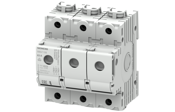 Rozłącznik bezpiecznikowy 3-biegunowy, Minized do wkładek Neozed, wlk. D02, 63A | 5SG7133 Siemens