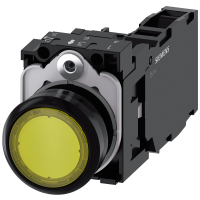 Przycisk podświetlany SIRIUS ACT, 22mm, okrągły, tworzywo, płaski, z samopowrotem, z uchwytem, żółty | 3SU1102-0AB30-1FA0 Siemens