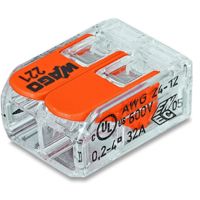 Złączka instalacyjna Compact 2-przewodowa z dźwigniami, transparentny (blister 16szt) | 221-412/996-016 Wago