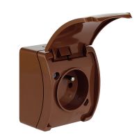 Gniazdo pojedyncze z/u (2P+Z) n/t IP44 z klapką VG 161-02, brązowe, Koala | 61.372 Elektro-Plast Opatówek
