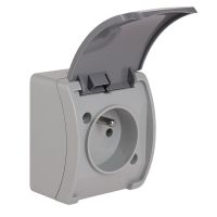 Gniazdo pojedyncze z/u (2P+Z) n/t IP44 z klapką grafit VG 161-08, szare/grafitowe, Koala | 61.375 Elektro-Plast Opatówek