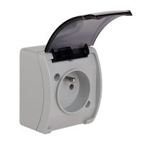 Gniazdo pojedyncze z/u (2P+Z) n/t IP44 z klapką dymną VG 161-53, szare, Koala | 61.378 Elektro-Plast Opatówek