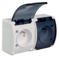 Gniazdo podwójne z/u (2x2P+Z) n/t IP44 z klapką dymną VG 162-51, białe, Koala | 61.385 Elektro-Plast Opatówek