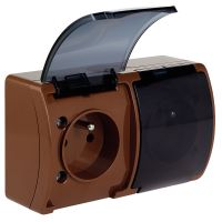 Gniazdo podwójne z/u (2x2P+Z) n/t IP44 z klapką dymną VG 162-52, brązowe, Koala | 61.386 Elektro-Plast Opatówek