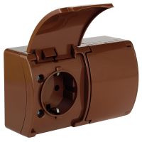 Gniazdo podwójne 2x2P+Z Schuko n/t IP44 z klapką VG 182-02, Koala, brązowe | 61.397 Elektro-Plast Opatówek