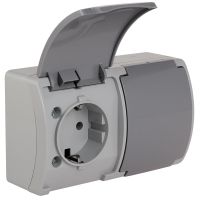 Gniazdo podwójne 2x2P+Z Schuko n/t IP44 z klapką grafit VG 182-08, Koala, szare/grafitowe | 61.399 Elektro-Plast Opatówek
