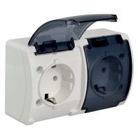 Gniazdo podwójne 2x2P+Z Schuko n/t IP44 z klapką dymną VG 182-51, Koala, białe | 61.400 Elektro-Plast Opatówek