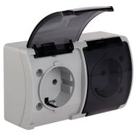 Gniazdo podwójne 2x2P+Z Schuko n/t IP44 z klapką dymną VG 182-53, Koala, szare | 61.402 Elektro-Plast Opatówek