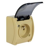 Gniazdo pojedyncze z/u (2P+Z) n/t IP44 z klapką dymną VG 161-54, beżowy, Koala | 61.379 Elektro-Plast Opatówek