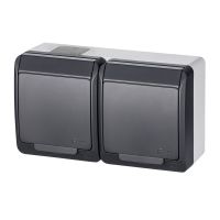 Gniazdo hermetyczne natynkowe podwójne z uziemieniem 2x2P+Z IP44, antracyt RAL7016, Hermes | 0322-07 Elektro-Plast Nasielsk