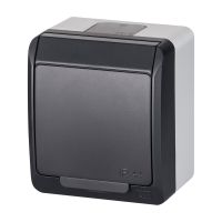 Gniazdo n/t pojedyncze 2P+Z Schuko IP44, antracyt, Hermes | 0324-07 Elektro-Plast Nasielsk