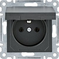 Gniazdo zasilające z/u i pokrywą, 16 A/250 VAC, czarny, Lumina | WL1123 Hager
