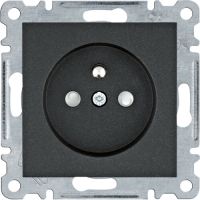 Gniazdo zasilające z/u, przesłony styków, 16 A/250 VAC, czarny, Lumina | WL1043 Hager