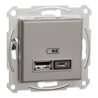 Asfora, gn.ład.USB A+C 2,4A, bez r.,brąz | EPH2700369 Schneider Electric