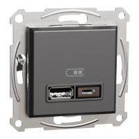 Gniazdo ładowarki USB A+C 2,4A bez ramki, antracyt, Asfora | EPH2700371 Schneider Electric