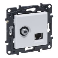 Gniazdo TV typ F+RJ45 końcowe K6 UTP białe Niloe Step | 863177 Legrand