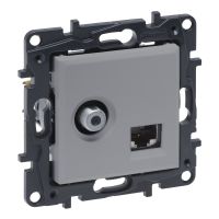 Gniazdo TV typu F+RJ45 końcowe K6 UTP aluminium, Niloe Step | 863377 Legrand