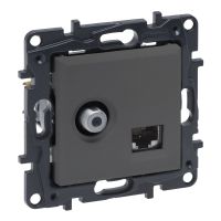 Gniazdo TV typu "F" końcowe do inst. typu gwiazda, 1,5db + RJ45 kat. 6 UTP- kolor stalowy Niloe Step | 863477 Legrand
