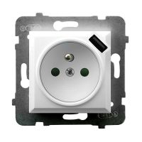Gniazdo pojedyncze z/u z przesłonami, łądowarką USB, biały Aria | GP-1UZPUSB/m/00 Ospel