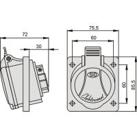 Gniazdo Tablicowe skośne GTS 16/4 Gniazdo 16A/400V 3P+Z | 921821 Elektromet