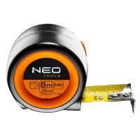 Miara zwijana stalowa kompaktowa 8mx25mm, autostop, magnes | 67-218 NEO TOOLS