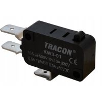 Wyłącznik krańcowy, mikro, ze zderzakiem 16(4)A / 250V AC, 6,3x0,8 mm, IP00 | KW3-01 Tracon