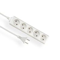 Przedłużacz 5x gniazda b/u, 5x2P,przewód 3m, biały | EPS-53 Elgotech