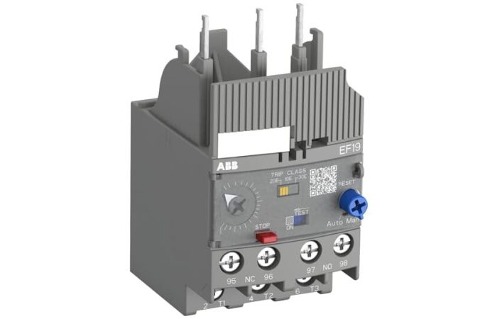 Przekaźnik przeciążeniowy elektroniczny EF19-6.3, kl.10, 20, 30, zakres nastawy 1,9-6,3A, 1NO, 1NC | 1SAX121001R1104 ABB
