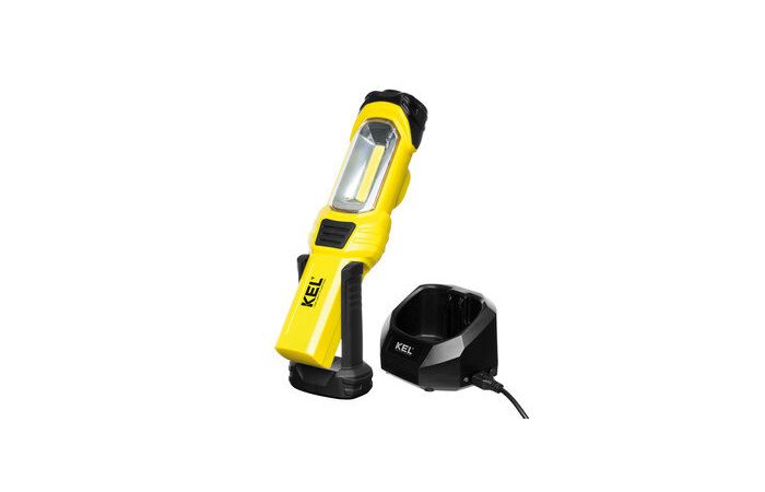 Latarka warsztatowa akumulatorowa ze stacją dokującą, hakiem, magnesem 3W COB LED/1 LED LW-1SD | W-98524 Plastrol