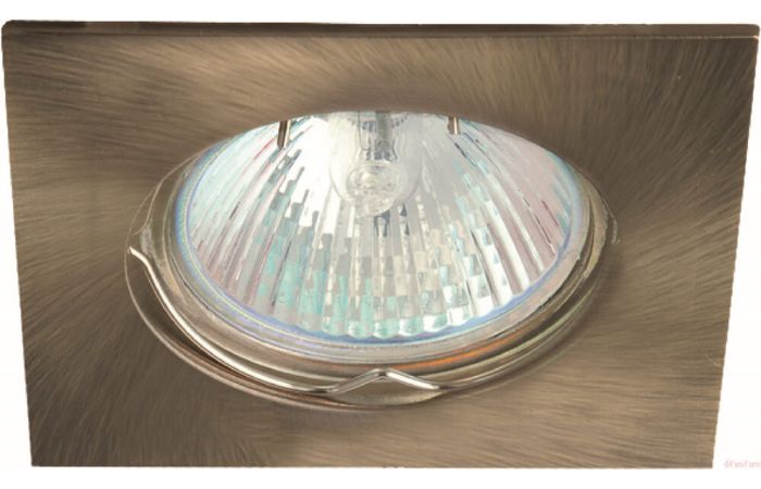 Oprawka halogenowa oczko aluminiowe kwadratowe stałe mosiądz 50W IZZY PO16P-Q-AB G5,3 | GXPL009 Grelux