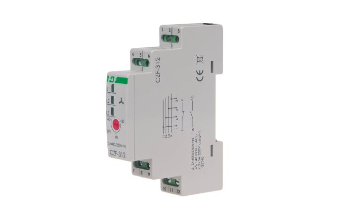 Czujnik zaniku i asymetrii faz CZF-312 monitor t<0,2s montaż na szynie DIN | CZF-312 F&F