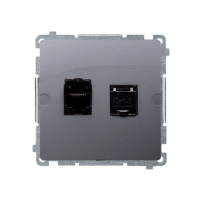 Gniazdo komputerowe RJ45, kat. 6 podwójne z osłoną przeciwkurzową, srebrny BM62.01/43 Simon Basic | BM62.01/43 Kontakt Simon