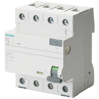 Wyłącznik różnicowoprądowy 3+N typ A, In: 80 A, 300 mA, Un AC: 400 V, N-z lewej strony | 5SV3647-6KL Siemens