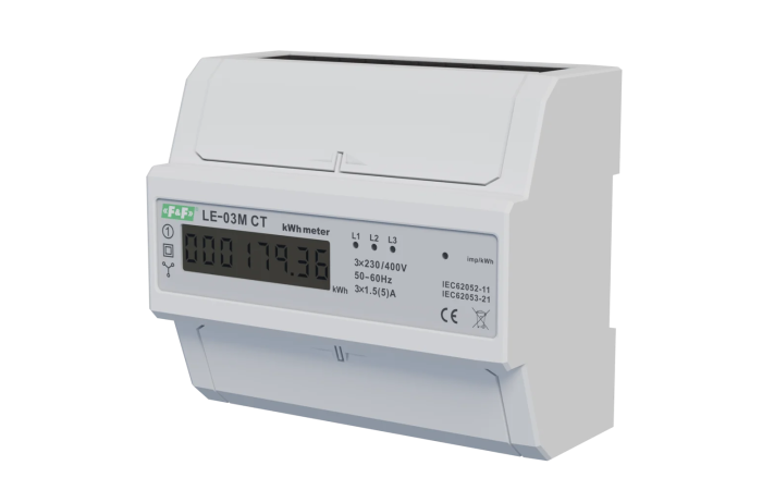 Licznik energii elektrycznej 3-fazowy 5A | LE-03M-CT F&F