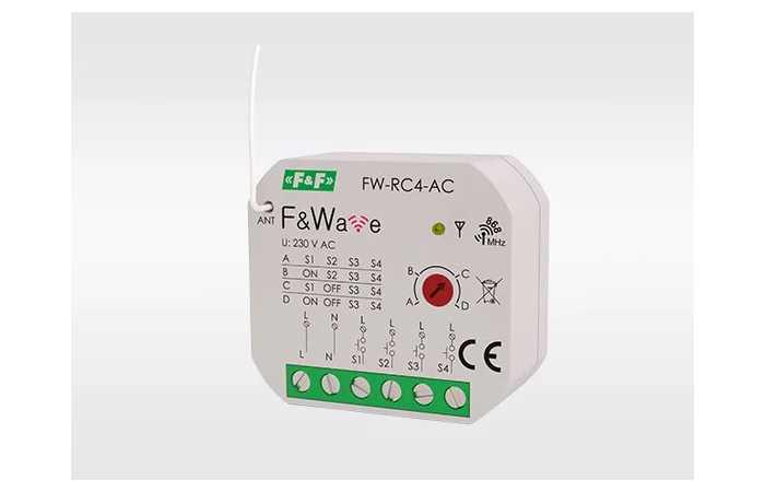 Pilot 4-przyciskowy zasilanie 80-265V AC/DC do puszki podtynkowej Fi60 | FW-RC4AC F&F
