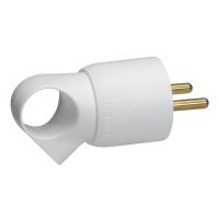 Wtyczka przenośnia 2P+Z, 16A, plastikowa, biała, z pierścieniem, wyjście przewodu tylne-kątowe | 050103 Legrand