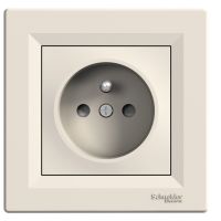 Gniazdo pojedyncze z/u z przesłonami styków z ramką 16A 230V krem, Asfora | EPH2800223 Schneider Electric