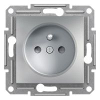 Gniazdo 2P+PE z przesł. bez ramki, aluminium, Asfora | EPH2800261 Schneider Electric
