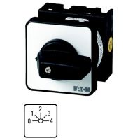 Łącznik krzywkowy 1P, 20A, 6,5kW, 0-4, bez samopowrotu, pokrętło czarne, do wbudowania w otworze 22,3mm, T0-2-8242/EZ P/T | 069700 Eaton