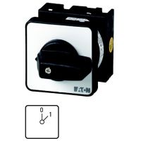 Łącznik krzywkowy 2P, 20A, 6,5kW, 0-1, bez samopowrotu, pokrętło czarne, do wbudowania w otworze 22,3mm, T0-1-15402/EZ P/T | 055465 Eaton