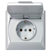 Gniazdo bryzgoszczelne z uziemieniem schuko IP-44 wieczko w kolorze wyrobu GPH-1AS/00/w seria AKCENT | GPH-1AS/00/w Ospel