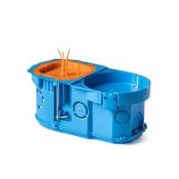 BUCIQ PRO Puszka do pustych ścian GK 2×60 mm, z pokrywą sygnalizacyjną, głęboka, PSE2x60D niebieska | 34455203 Simet