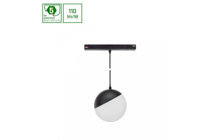 Oprawa LED GLOBE P kula zwis na szynoprzewód 100 (850mm kabel) 5W 165st czarna 5 lat gw. system SHI | WLD+40001 Wojnarowscy
