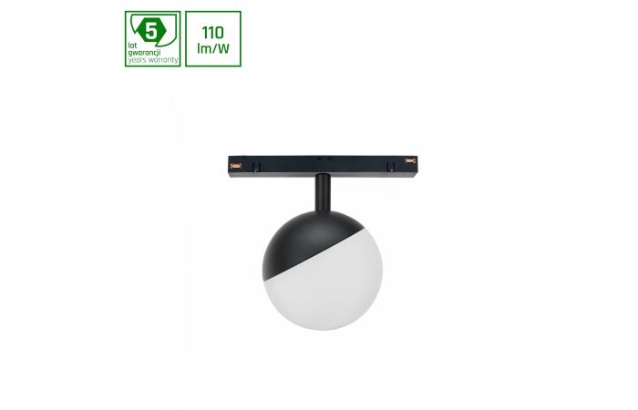 Oprawa LED GLOBE kula na szynoprzewód 100x148mm 5W 165st czarna 5 lat gw. system SHIFT | WLD+40000 Wojnarowscy